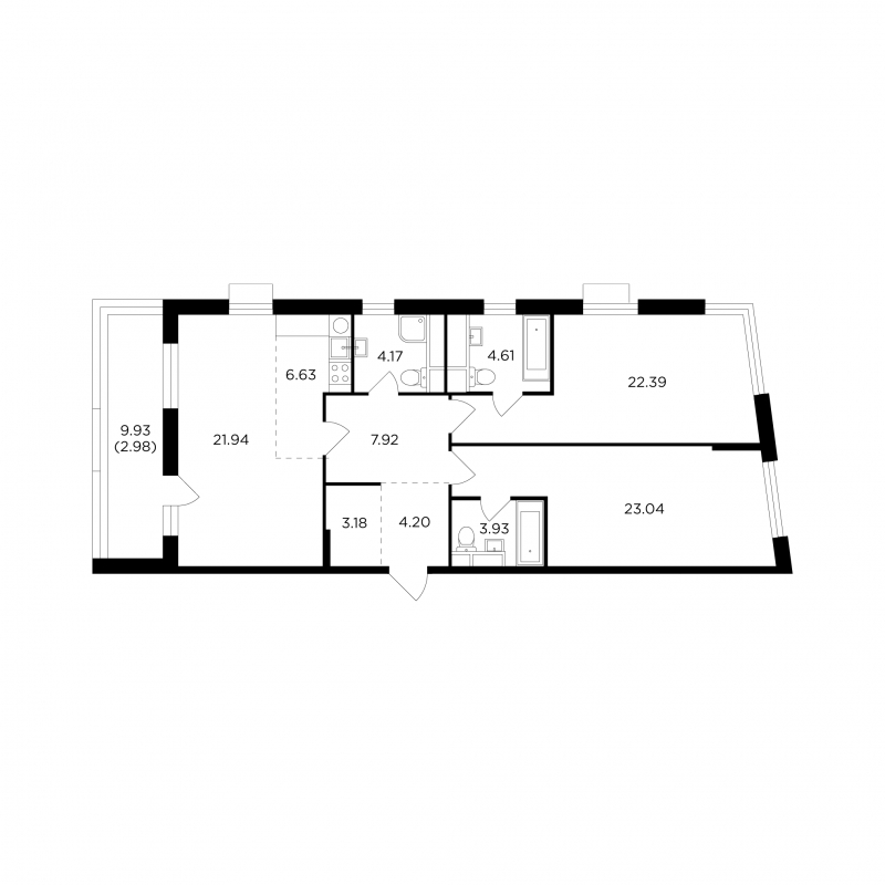 2-комнатная квартира с отделкой в ЖК Прокшино на 11 этаже в 2 секции. Сдача в 2 кв. 2026 г.