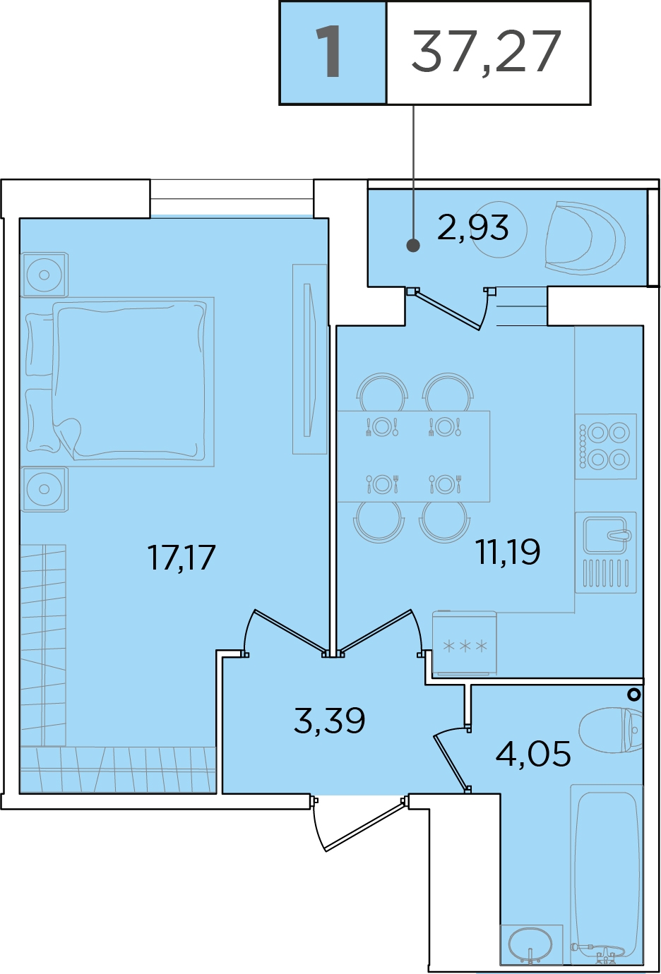3-комнатная квартира в ЖК iLove на 11 этаже в 2 секции. Сдача в 4 кв. 2023 г.