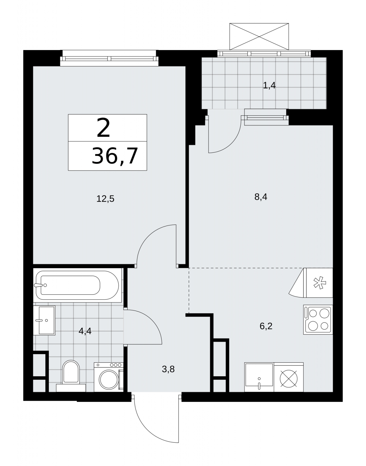 3-комнатная квартира в ЖК Калейдоскоп на 5 этаже в 2 секции. Дом сдан.