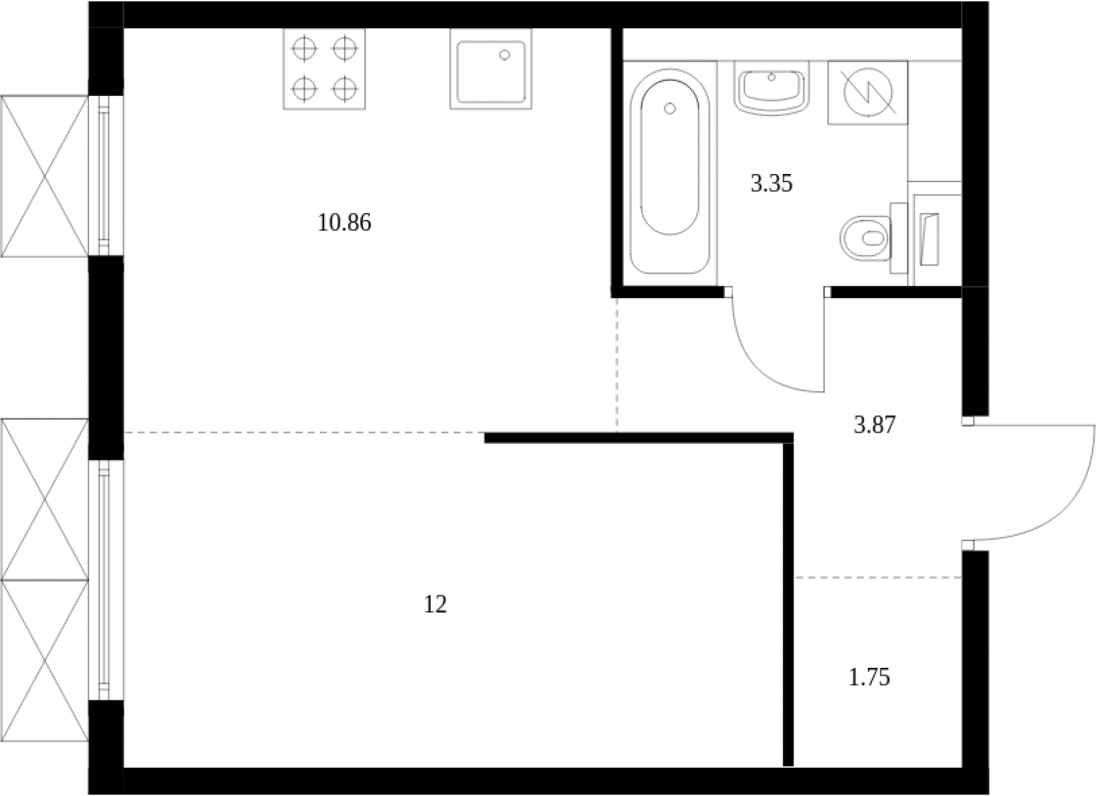 1-комнатная квартира (Студия) с отделкой в ЖК Прокшино на 14 этаже в 6 секции. Сдача в 2 кв. 2026 г.
