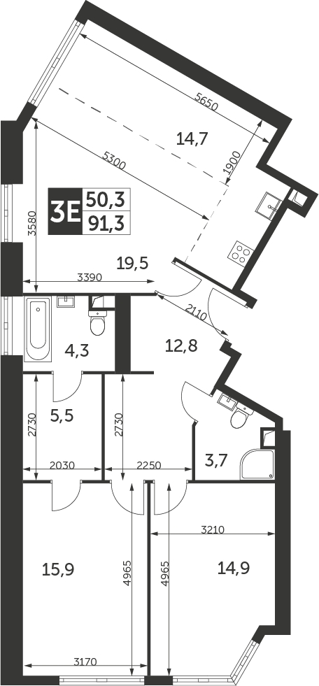 1-комнатная квартира с отделкой в ЖК Большая Очаковская 2 на 3 этаже в 1 секции. Сдача в 4 кв. 2024 г.