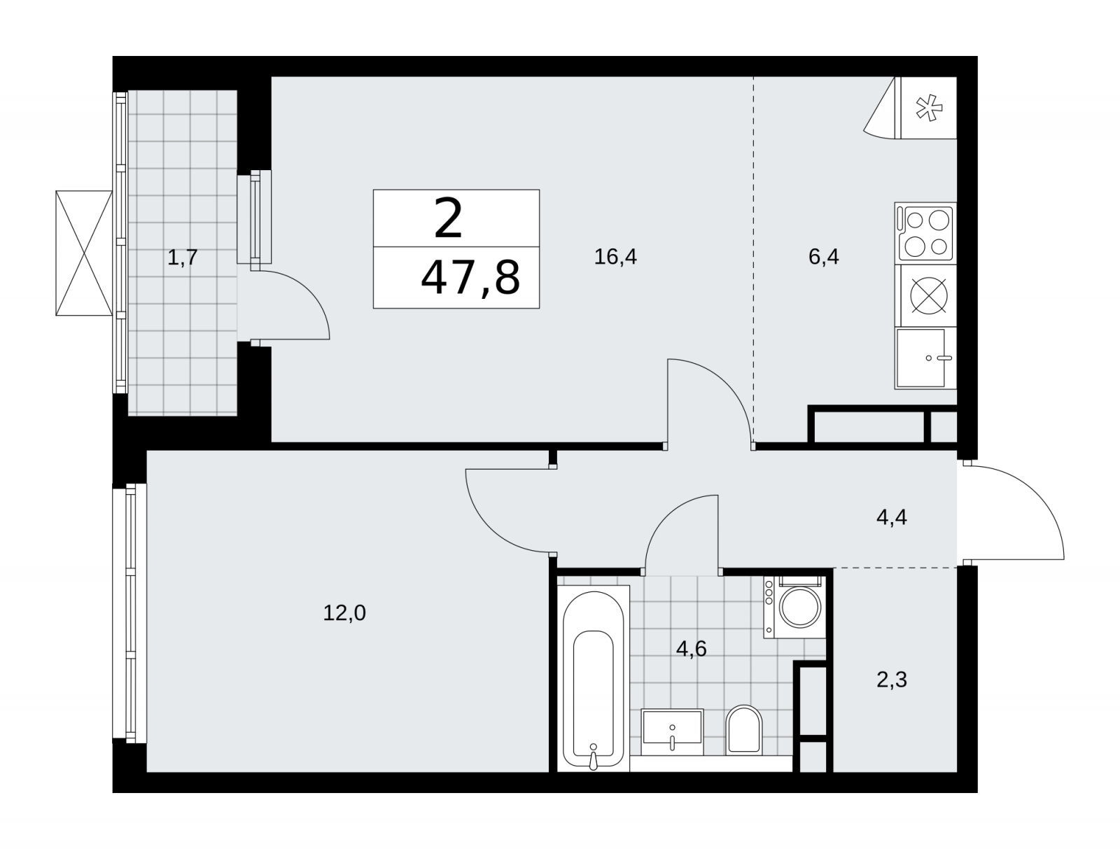 3-комнатная квартира с отделкой в ЖК Любовь и Голуби на 16 этаже в 1 секции. Сдача в 3 кв. 2022 г.