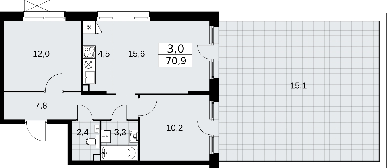 3-комнатная квартира с отделкой в ЖК Любовь и Голуби на 18 этаже в 1 секции. Сдача в 3 кв. 2022 г.