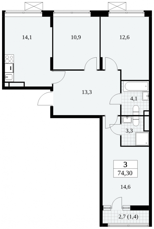 2-комнатная квартира с отделкой в ЖК Любовь и Голуби на 22 этаже в 1 секции. Сдача в 3 кв. 2022 г.