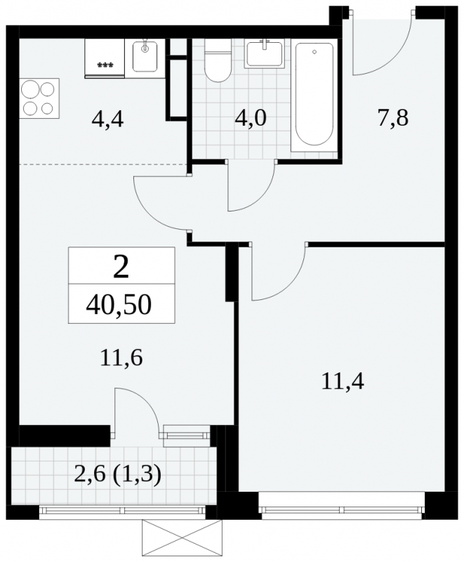 1-комнатная квартира в ЖК Румянцево-Парк на 5 этаже в 10 секции. Сдача в 4 кв. 2022 г.
