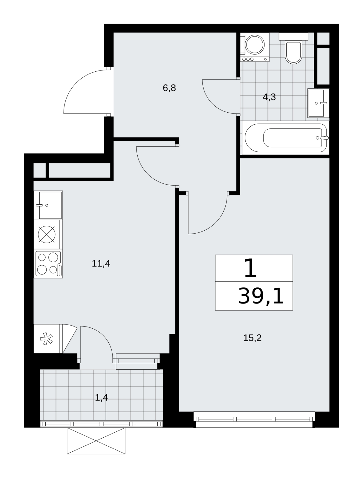 2-комнатная квартира в ЖК Румянцево-Парк на 11 этаже в 6 секции. Сдача в 4 кв. 2022 г.