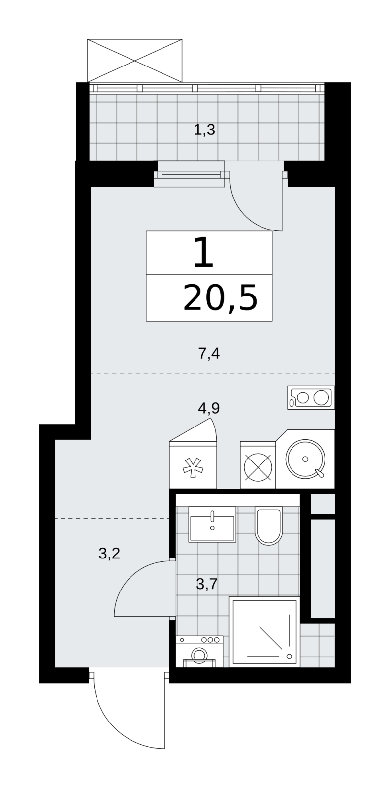 2-комнатная квартира в ЖК Румянцево-Парк на 5 этаже в 9 секции. Сдача в 4 кв. 2022 г.