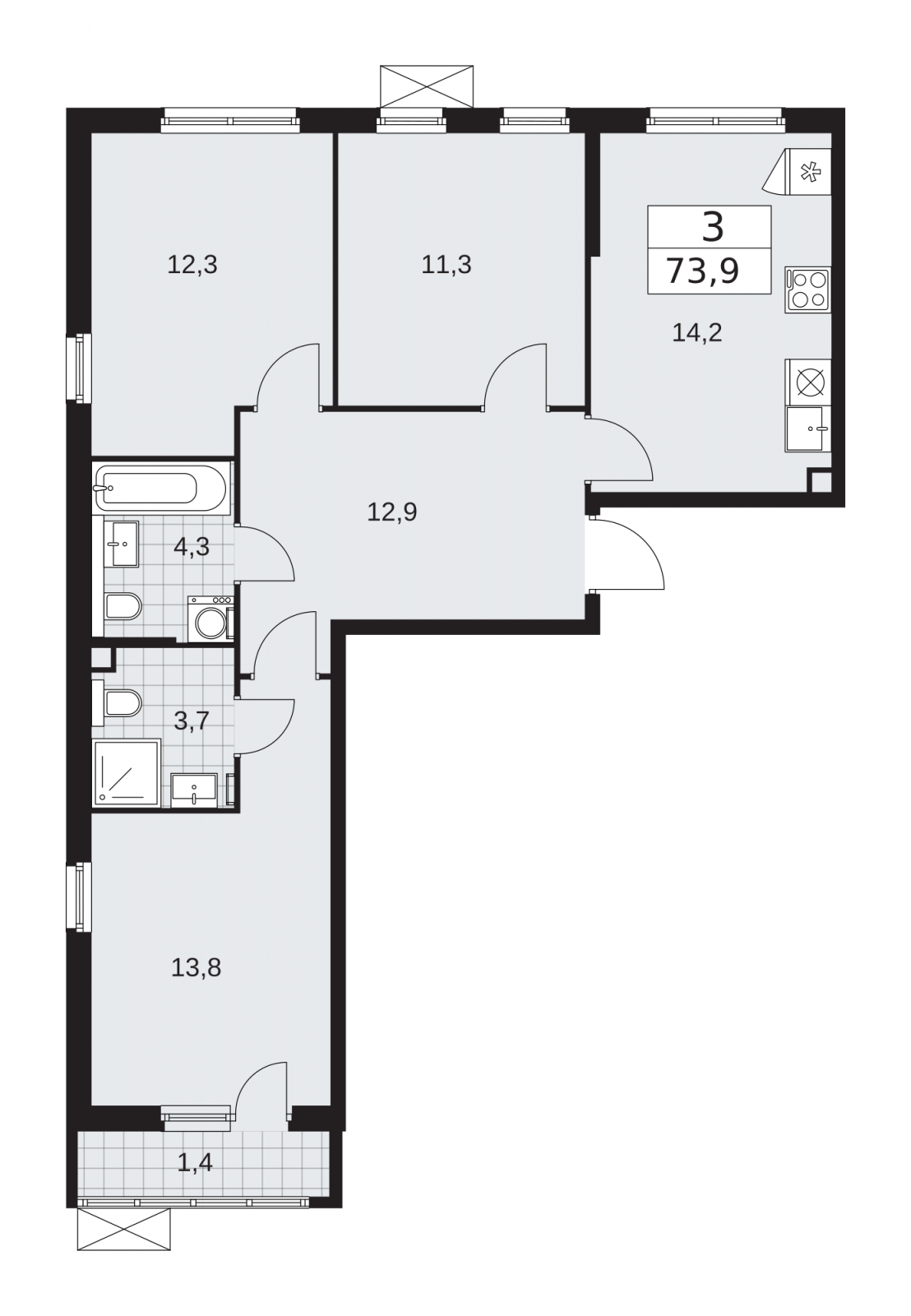 1-комнатная квартира в ЖК Румянцево-Парк на 14 этаже в 7 секции. Сдача в 4 кв. 2022 г.