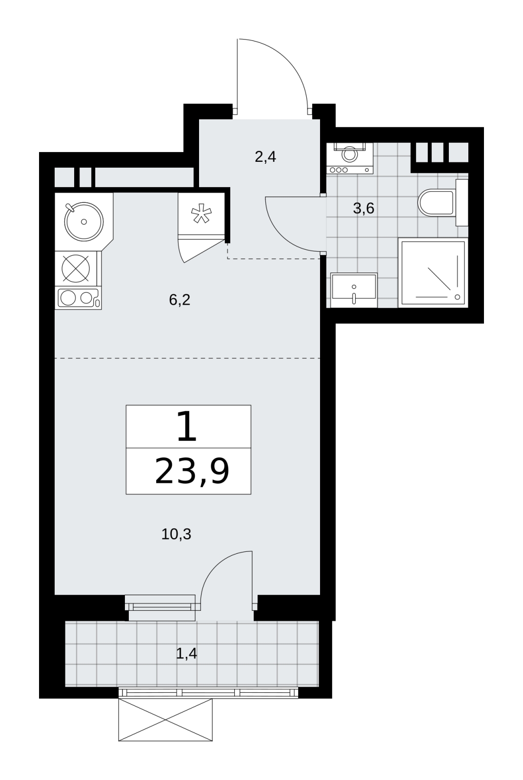 1-комнатная квартира с отделкой в ЖК Остафьево на 2 этаже в 1 секции. Сдача в 1 кв. 2025 г.