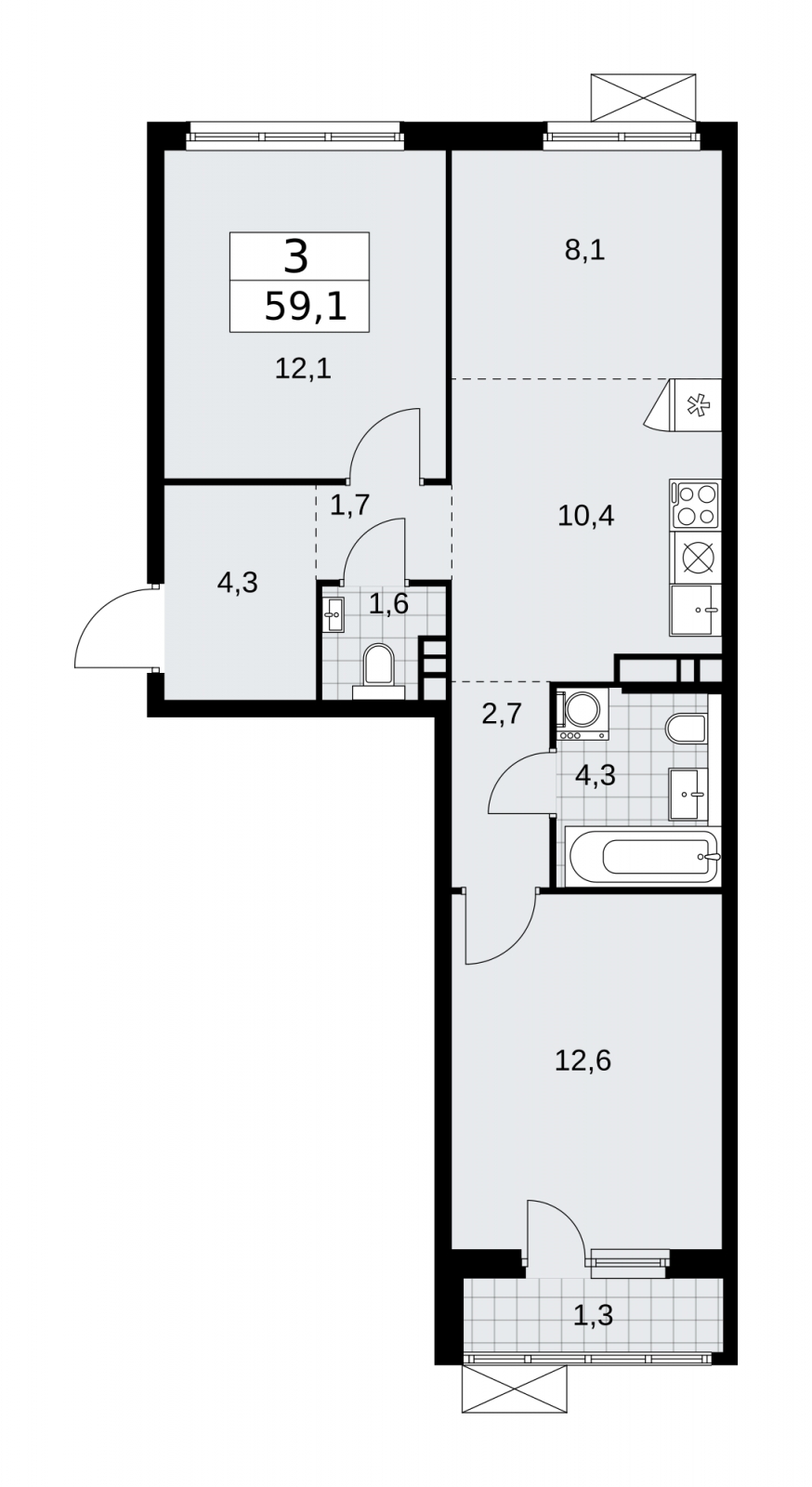 2-комнатная квартира с отделкой в ЖК Остафьево на 2 этаже в 1 секции. Сдача в 1 кв. 2025 г.