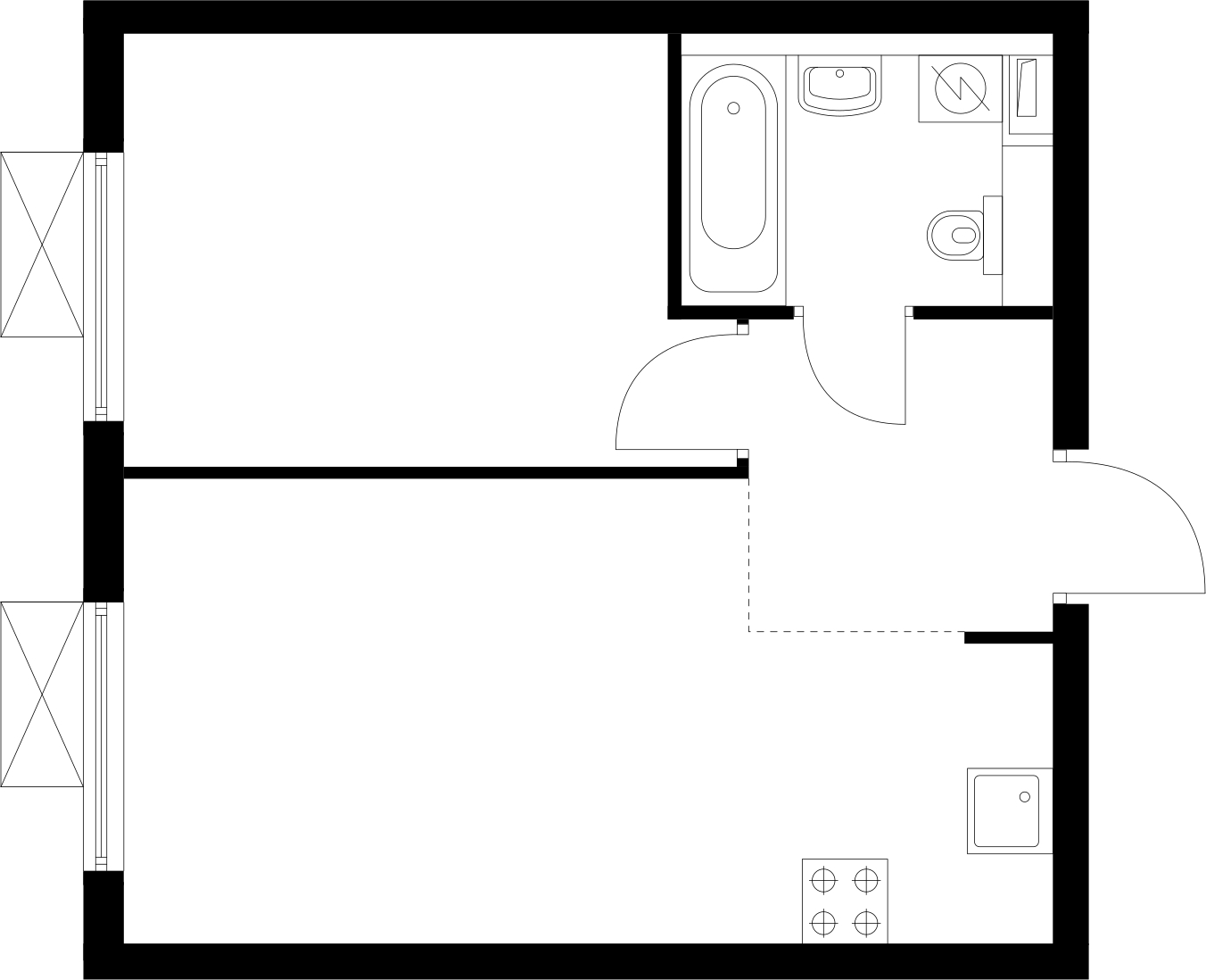 1-комнатная квартира (Студия) с отделкой в ЖК Новые Ватутинки. Центральный на 6 этаже в 4 секции. Сдача в 1 кв. 2024 г.