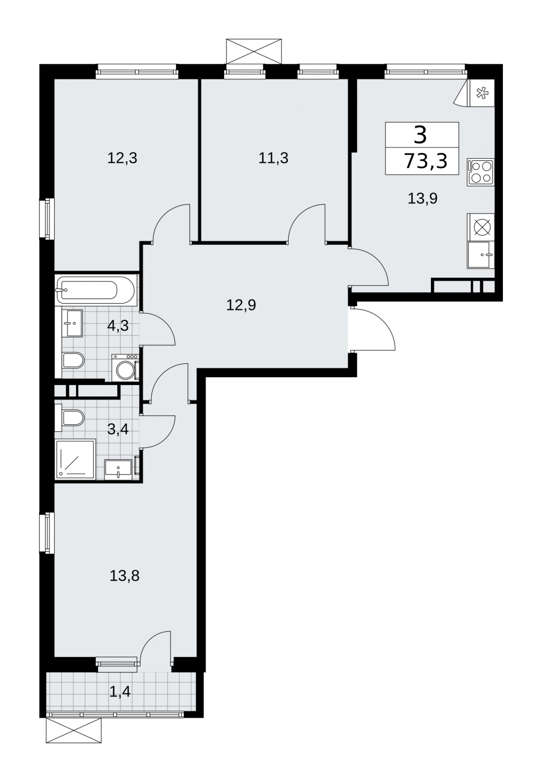 2-комнатная квартира с отделкой в ЖК Остафьево на 2 этаже в 2 секции. Сдача в 1 кв. 2025 г.
