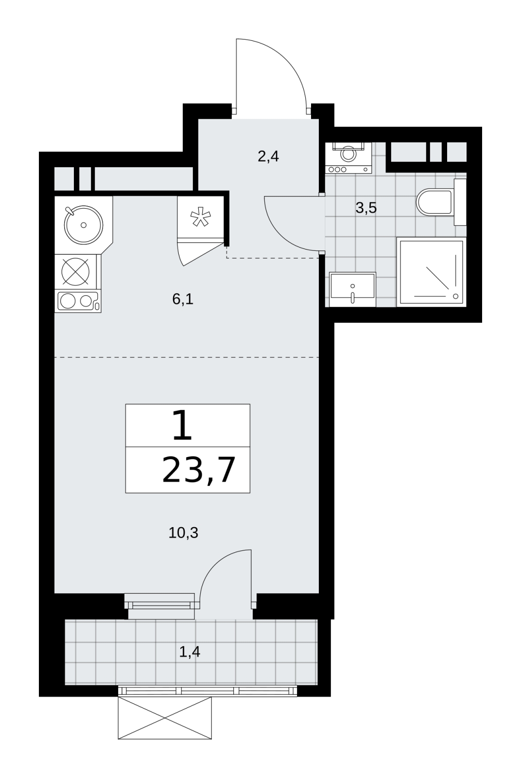 1-комнатная квартира в ЖК Лунный на 17 этаже в 1 секции. Дом сдан.