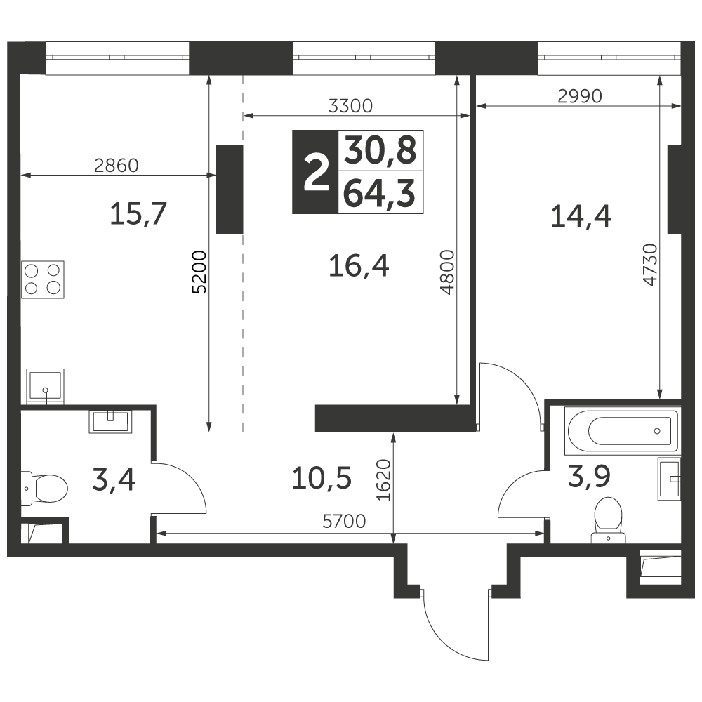 5-комнатная квартира с отделкой в ЖК iLove на 23 этаже в 3 секции. Сдача в 3 кв. 2024 г.