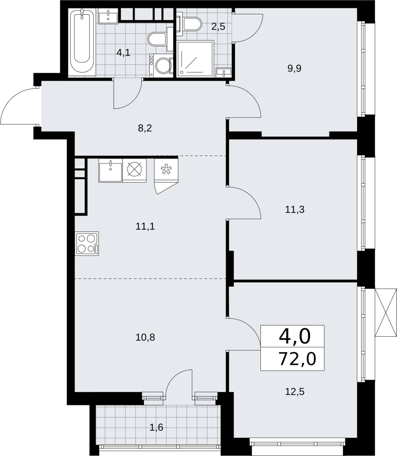 2-комнатная квартира в ЖК Звезды Арбата на 8 этаже в 3 секции. Дом сдан.