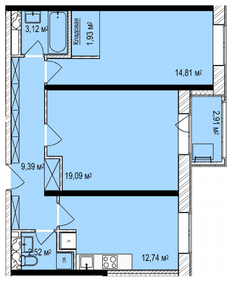 1-комнатная квартира с отделкой в ЖК Бородино на 16 этаже в 1 секции. Дом сдан.