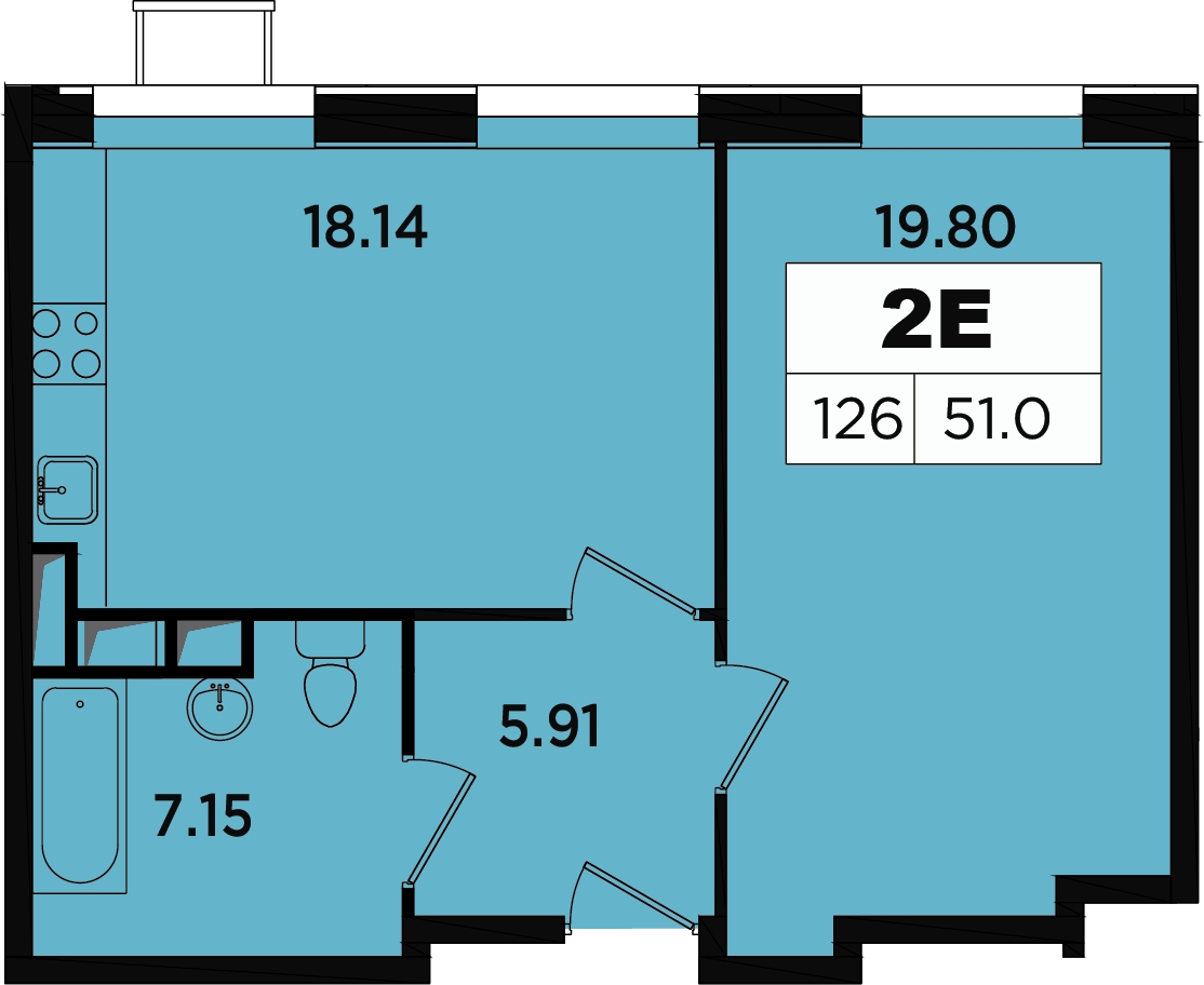 1-комнатная квартира (Студия) в ЖК Легендарный Квартал на Березовой  аллее на 11 этаже в 1 секции. Сдача в 3 кв. 2019 г.