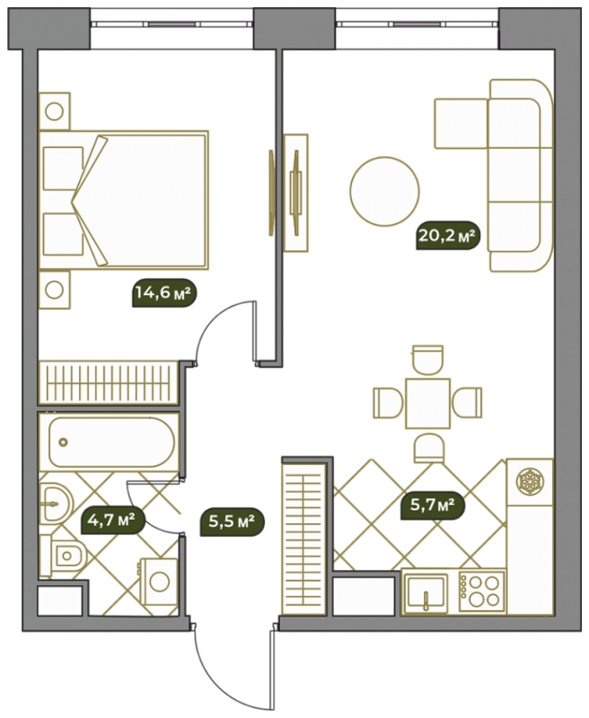 4-комнатная квартира в ЖК Прокшино на 15 этаже в 1 секции. Сдача в 1 кв. 2026 г.