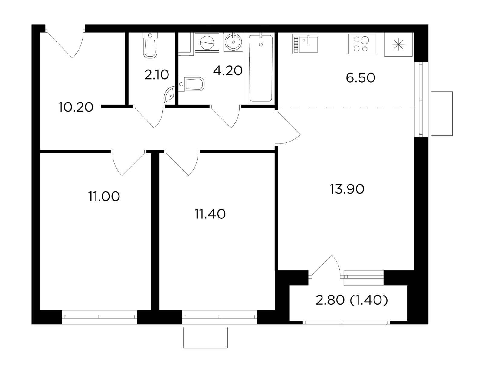 2-комнатная квартира с отделкой в ЖК Середневский лес на 9 этаже в 1 секции. Сдача в 3 кв. 2025 г.