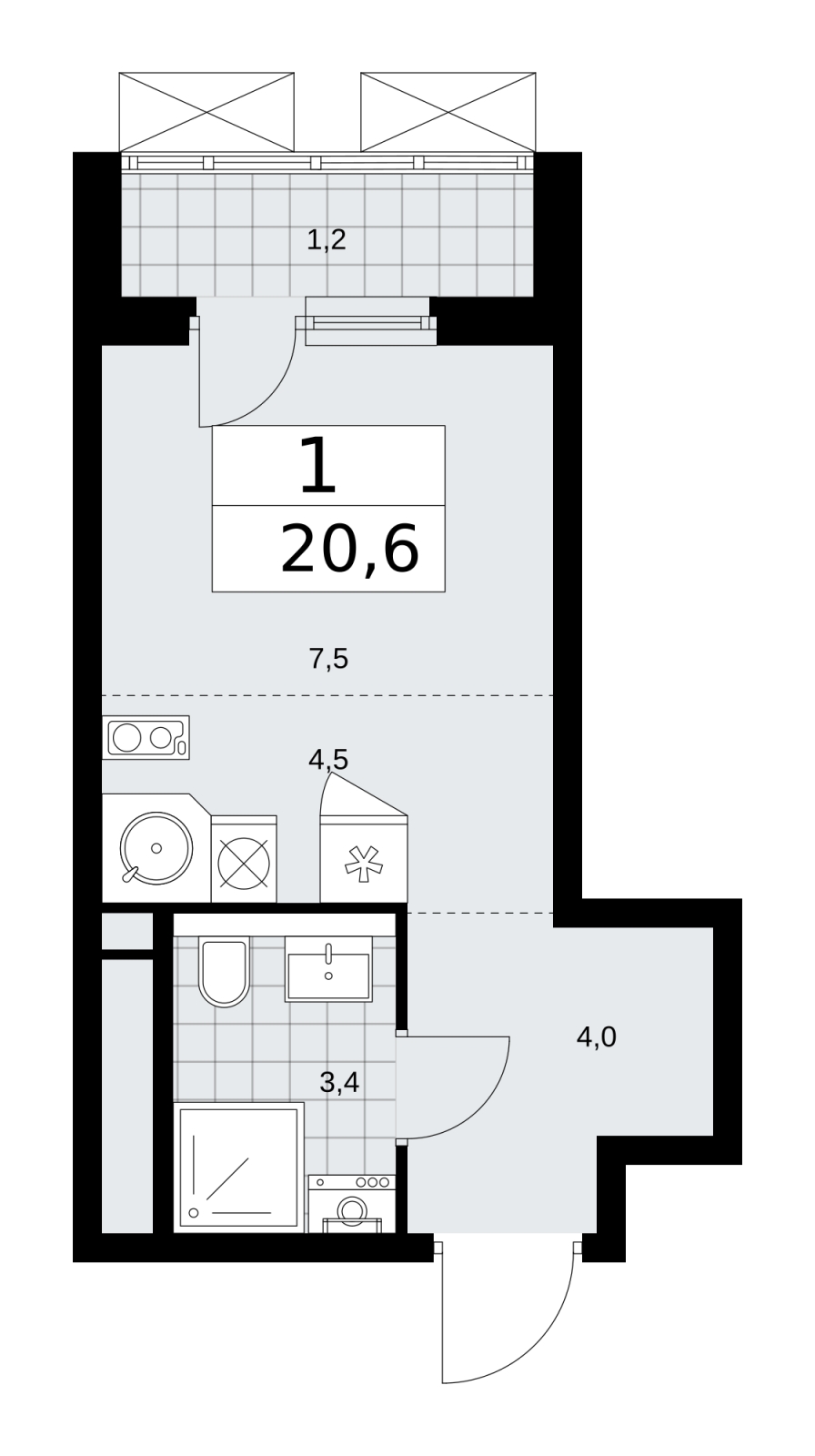 1-комнатная квартира в ЖК Гороховский 12 на 5 этаже в 1 секции. Дом сдан.