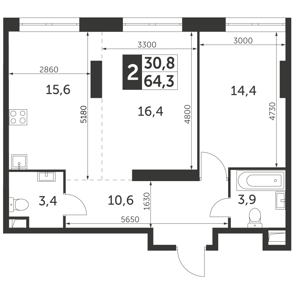 5-комнатная квартира с отделкой в ЖК iLove на 24 этаже в 3 секции. Сдача в 3 кв. 2024 г.