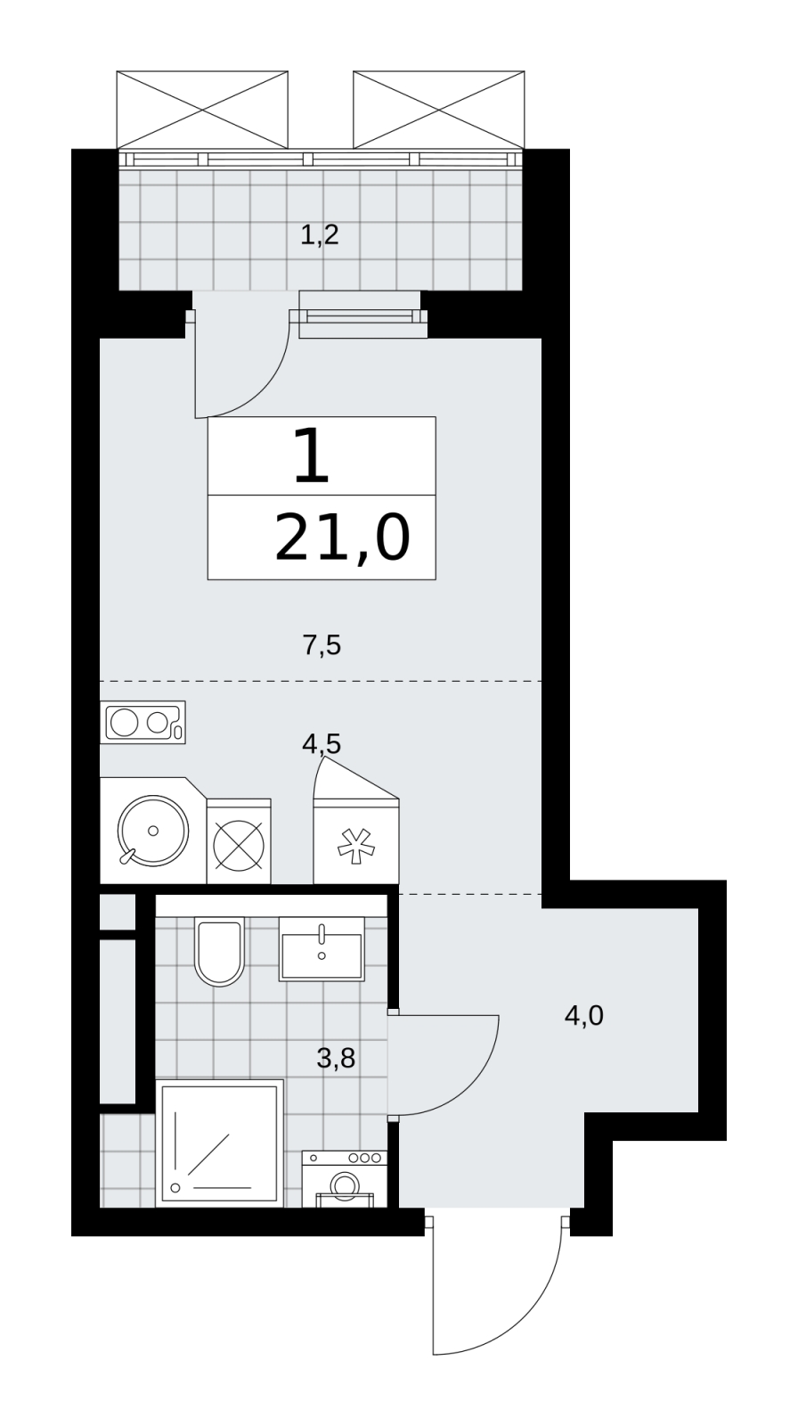 3-комнатная квартира в ЖК Ты и Я на 13 этаже в 2 секции. Сдача в 1 кв. 2022 г.