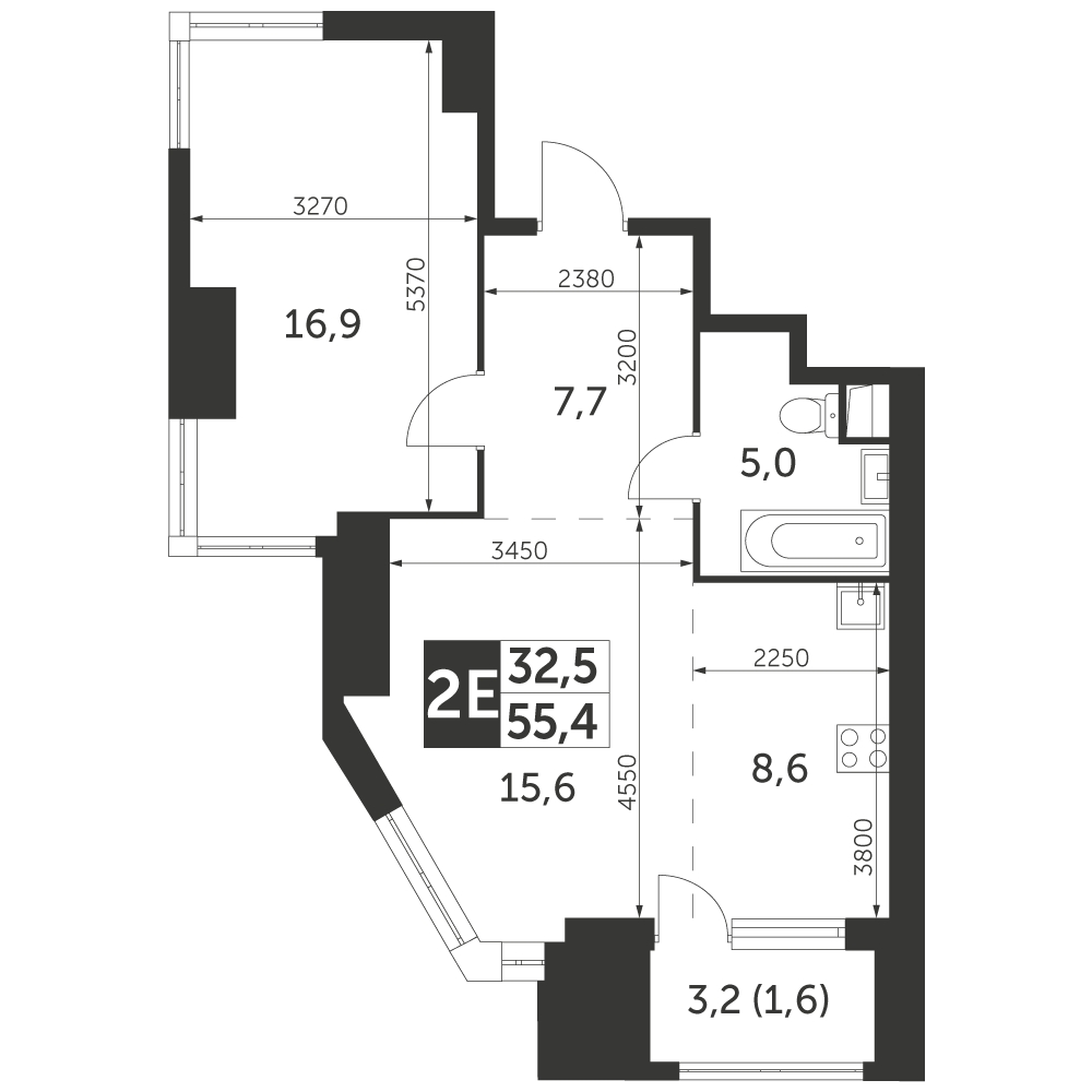 1-комнатная квартира (Студия) с отделкой в ЖК Середневский лес на 13 этаже в 3 секции. Сдача в 1 кв. 2025 г.