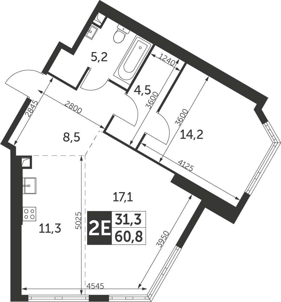 3-комнатная квартира в ЖК iLove на 12 этаже в 2 секции. Сдача в 1 кв. 2022 г.