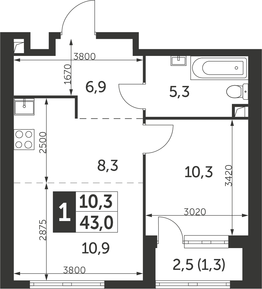 3-комнатная квартира в ЖК iLove на 11 этаже в 7 секции. Сдача в 1 кв. 2022 г.