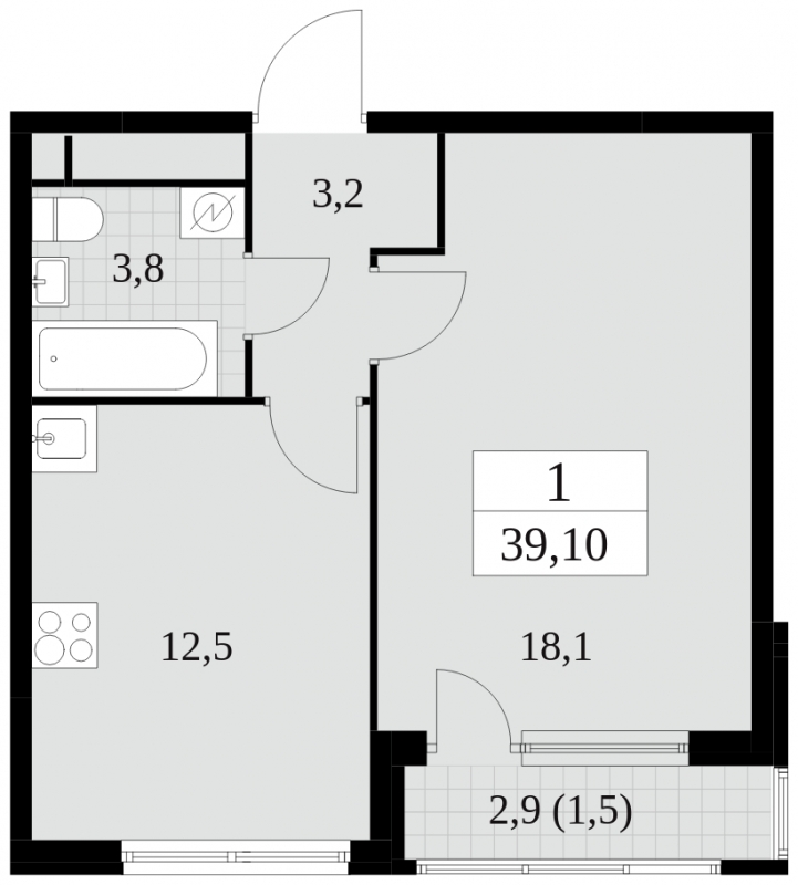 4-комнатная квартира в ЖК Russian Design District на 13 этаже в 1 секции. Сдача в 4 кв. 2021 г.