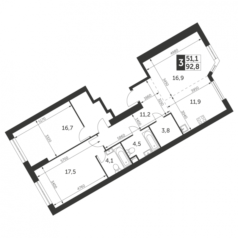 1-комнатная квартира (Студия) с отделкой в ЖК Прокшино на 15 этаже в 1 секции. Сдача в 2 кв. 2026 г.