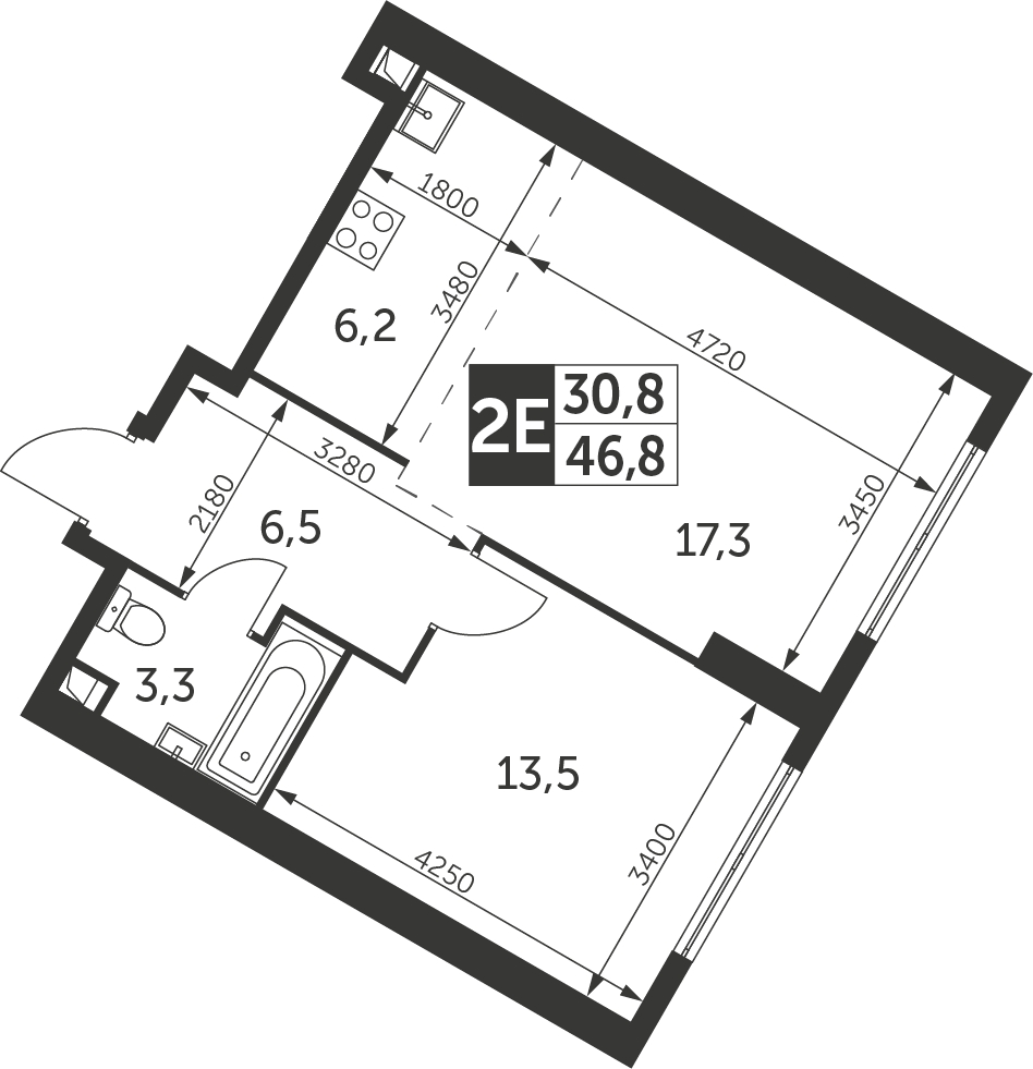 1-комнатная квартира (Студия) с отделкой в ЖК Середневский лес на 6 этаже в 5 секции. Сдача в 3 кв. 2025 г.