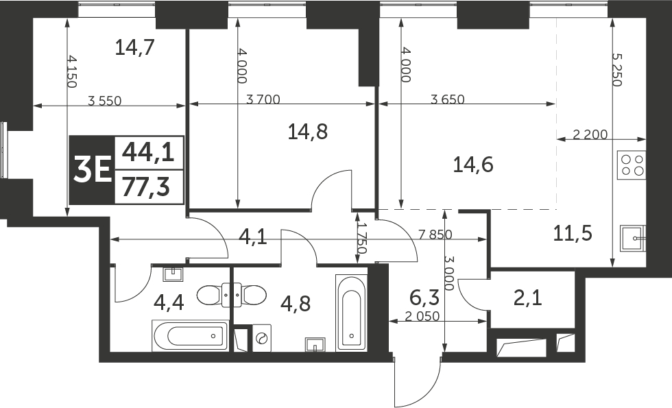 1-комнатная квартира в ЖК iLove на 29 этаже в 6 секции. Сдача в 4 кв. 2023 г.
