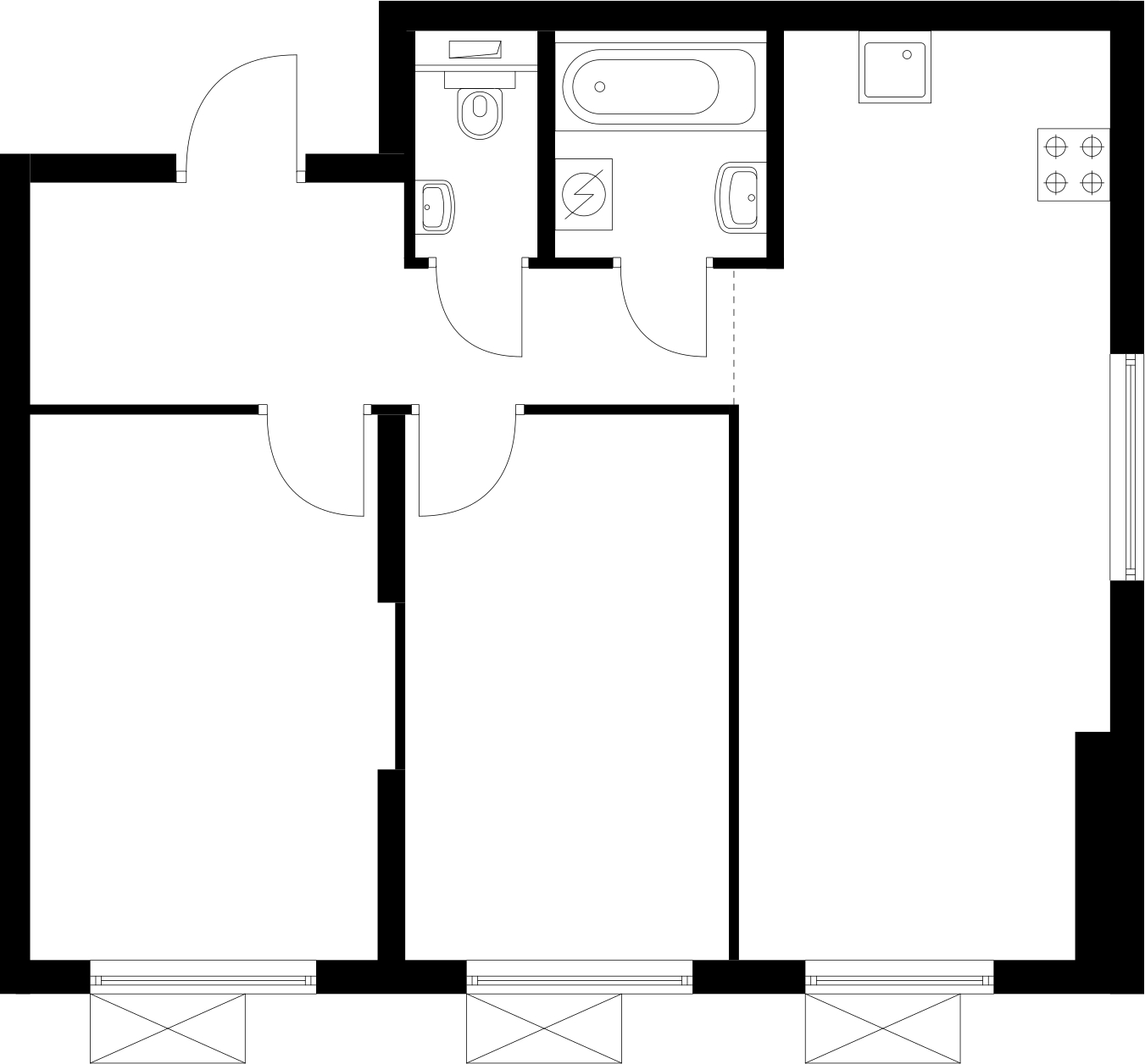 1-комнатная квартира (Студия) с отделкой в ЖК Новые Ватутинки. Центральный на 3 этаже в 4 секции. Сдача в 1 кв. 2024 г.