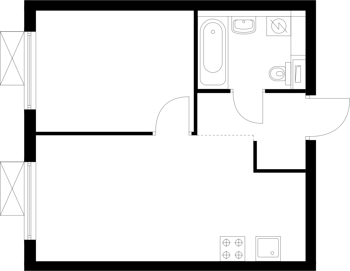 1-комнатная квартира (Студия) с отделкой в ЖК Новые Ватутинки. Центральный на 1 этаже в 2 секции. Сдача в 1 кв. 2024 г.