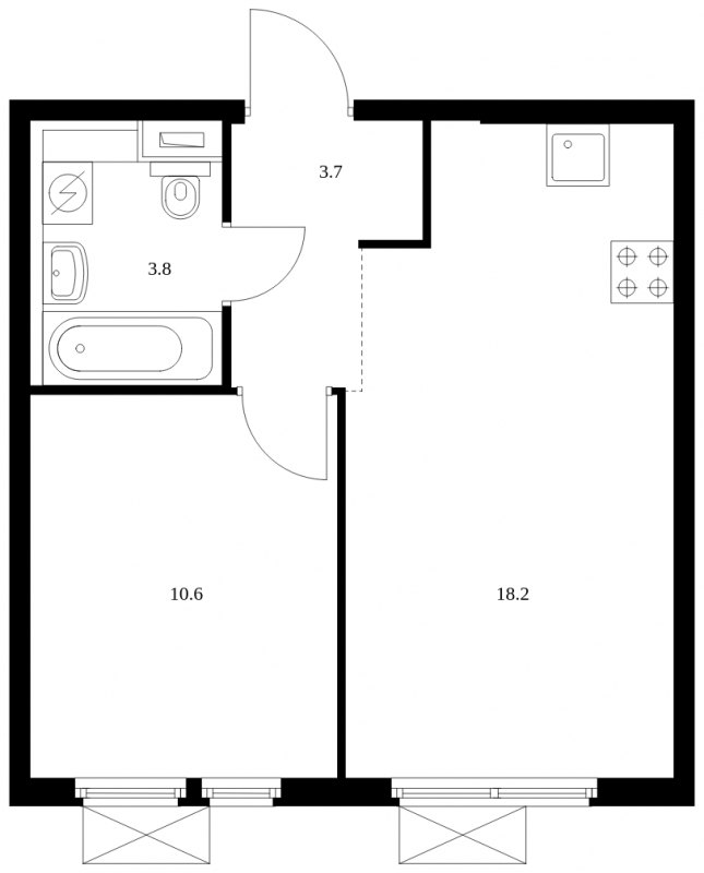 3-комнатная квартира в ЖК iLove на 2 этаже в 8 секции. Сдача в 4 кв. 2023 г.