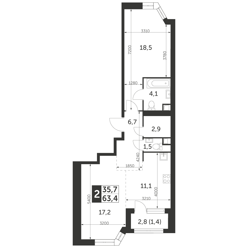 3-комнатная квартира в ЖК iLove на 31 этаже в 6 секции. Сдача в 4 кв. 2023 г.