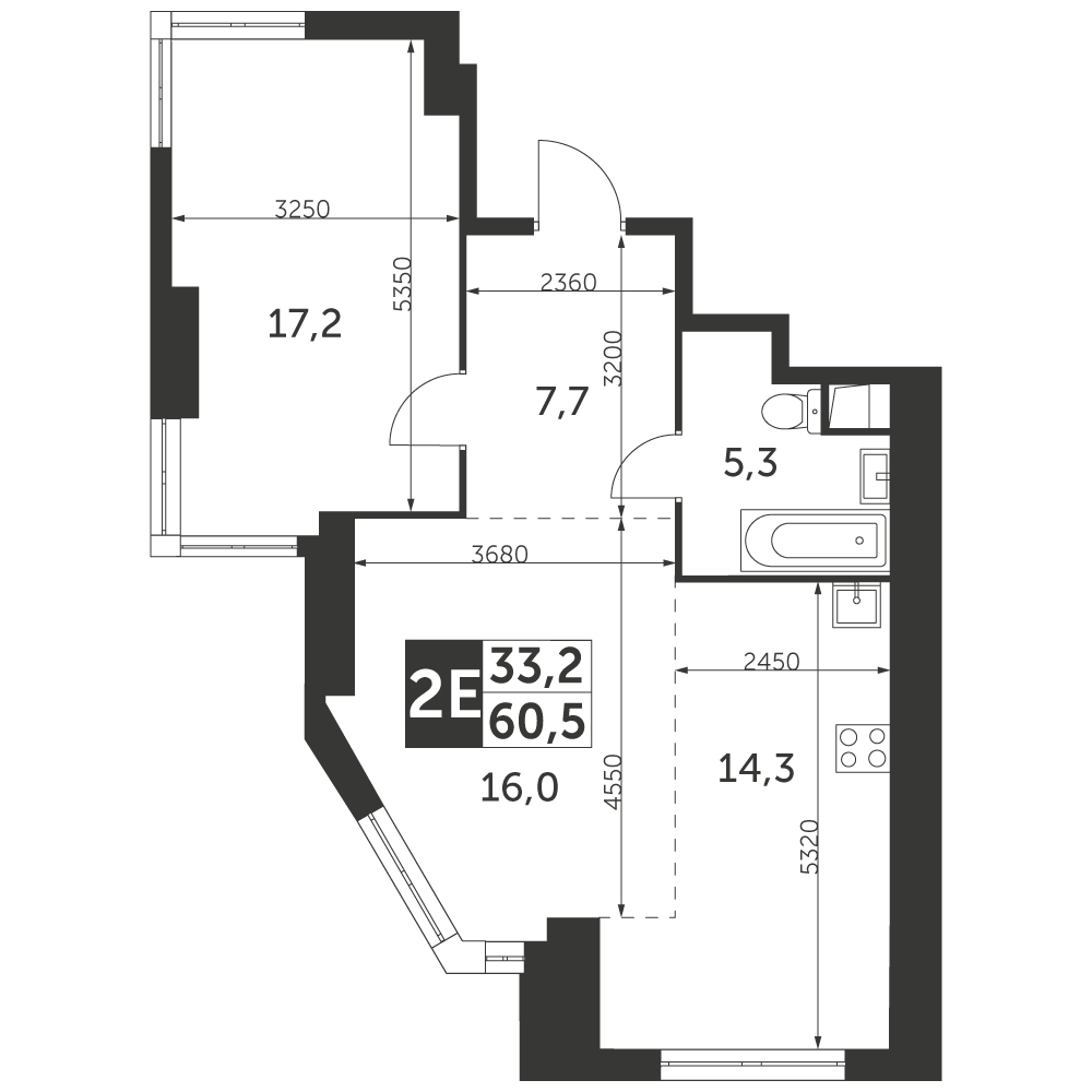 2-комнатная квартира с отделкой в ЖК Середневский лес на 2 этаже в 2 секции. Сдача в 1 кв. 2025 г.