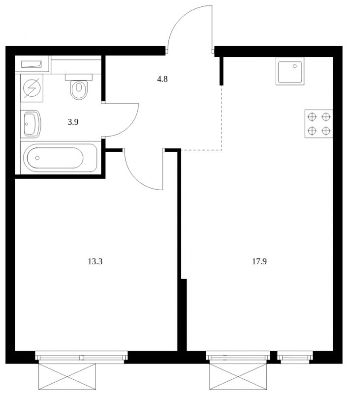 3-комнатная квартира с отделкой в ЖК Прокшино на 7 этаже в 3 секции. Сдача в 2 кв. 2026 г.