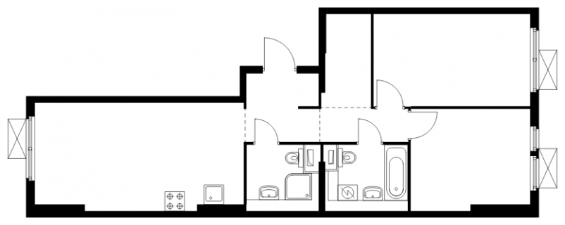 2-комнатная квартира с отделкой в ЖК Прокшино на 8 этаже в 3 секции. Сдача в 2 кв. 2026 г.