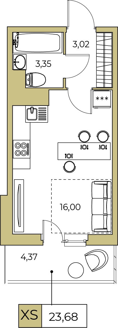 1-комнатная квартира в ЖК iLove на 26 этаже в 6 секции. Сдача в 4 кв. 2023 г.