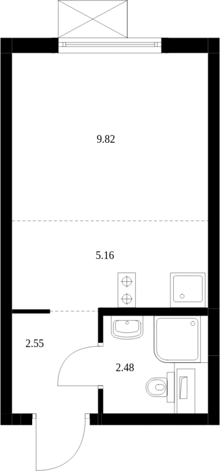 1-комнатная квартира (Студия) с отделкой в ЖК Середневский лес на 5 этаже в 3 секции. Сдача в 2 кв. 2025 г.