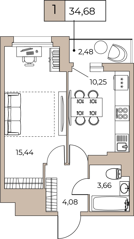 1-комнатная квартира с отделкой в ЖК Середневский лес на 10 этаже в 1 секции. Сдача в 1 кв. 2025 г.