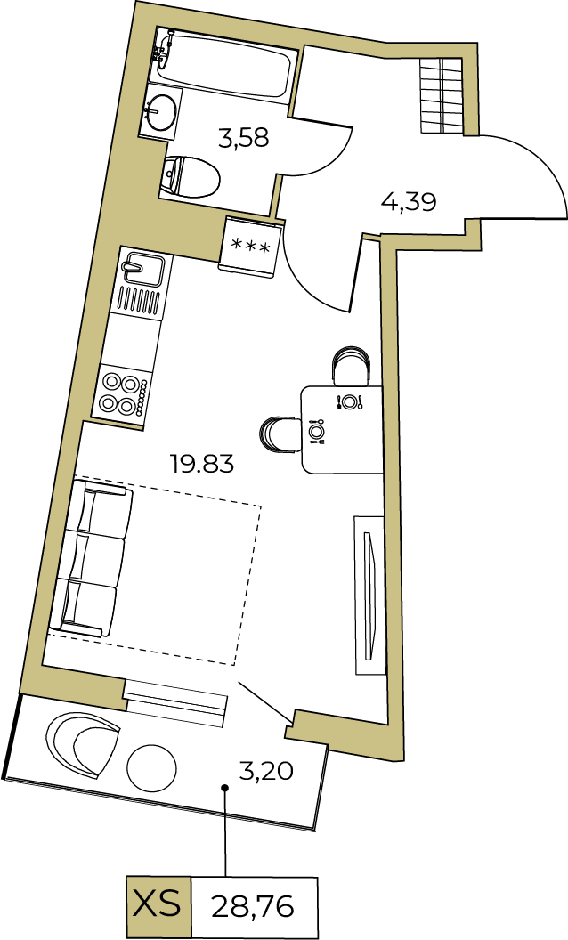 3-комнатная квартира с отделкой в ЖК iLove на 7 этаже в 1 секции. Сдача в 4 кв. 2023 г.