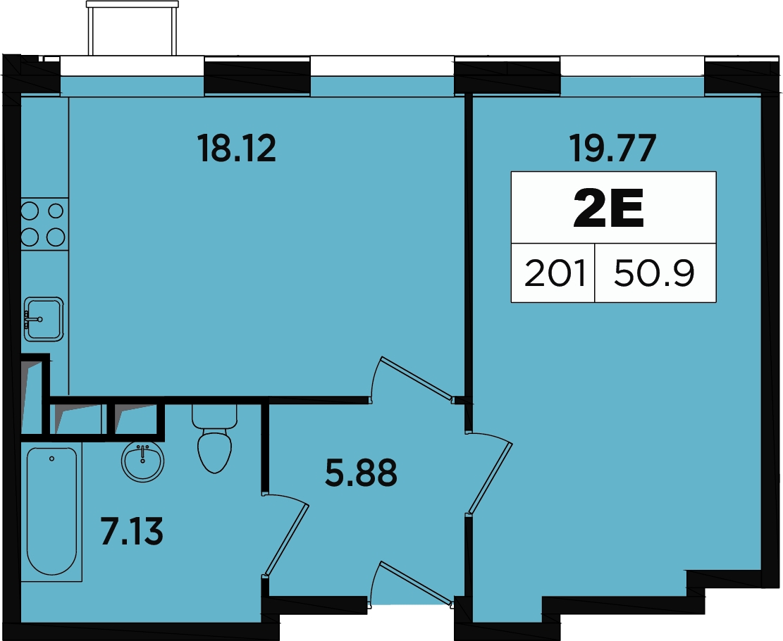 1-комнатная квартира (Студия) в ЖК Легендарный Квартал на Березовой  аллее на 15 этаже в 2 секции. Сдача в 3 кв. 2019 г.