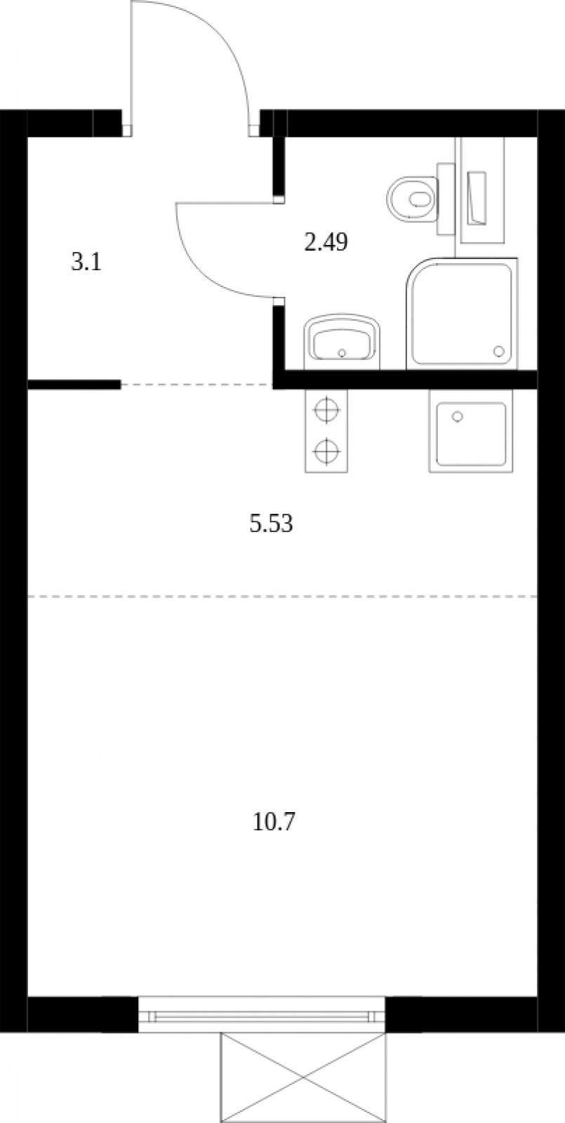 1-комнатная квартира (Студия) с отделкой в ЖК Середневский лес на 9 этаже в 4 секции. Сдача в 2 кв. 2025 г.