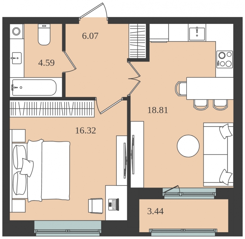 2-комнатная квартира с отделкой в ЖК Середневский лес на 14 этаже в 6 секции. Сдача в 1 кв. 2025 г.