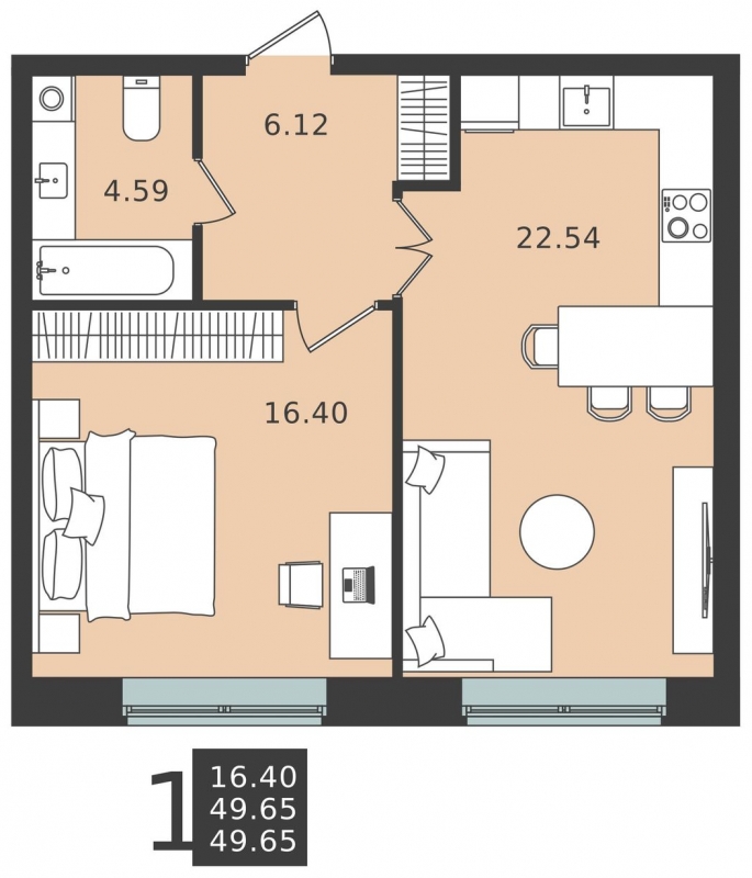 3-комнатная квартира в ЖК iLove на 3 этаже в 2 секции. Сдача в 4 кв. 2023 г.