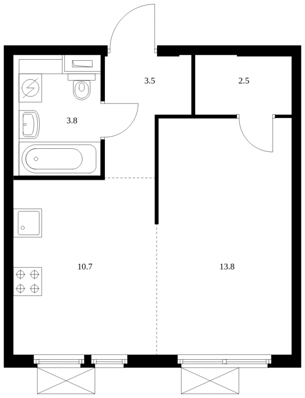 2-комнатная квартира с отделкой в ЖК Прокшино на 10 этаже в 3 секции. Сдача в 2 кв. 2026 г.