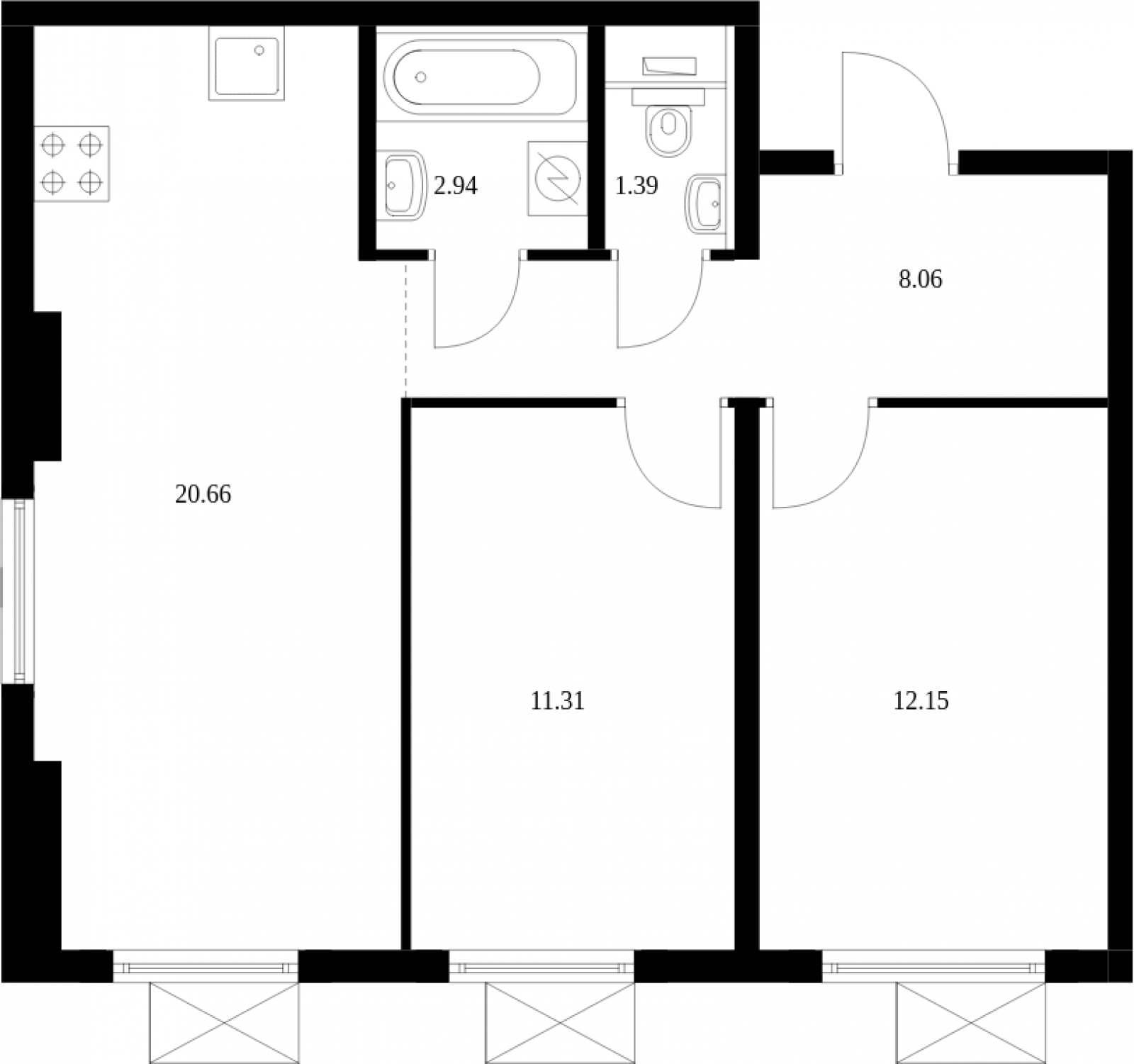 1-комнатная квартира с отделкой в ЖК Середневский лес на 12 этаже в 6 секции. Сдача в 1 кв. 2025 г.